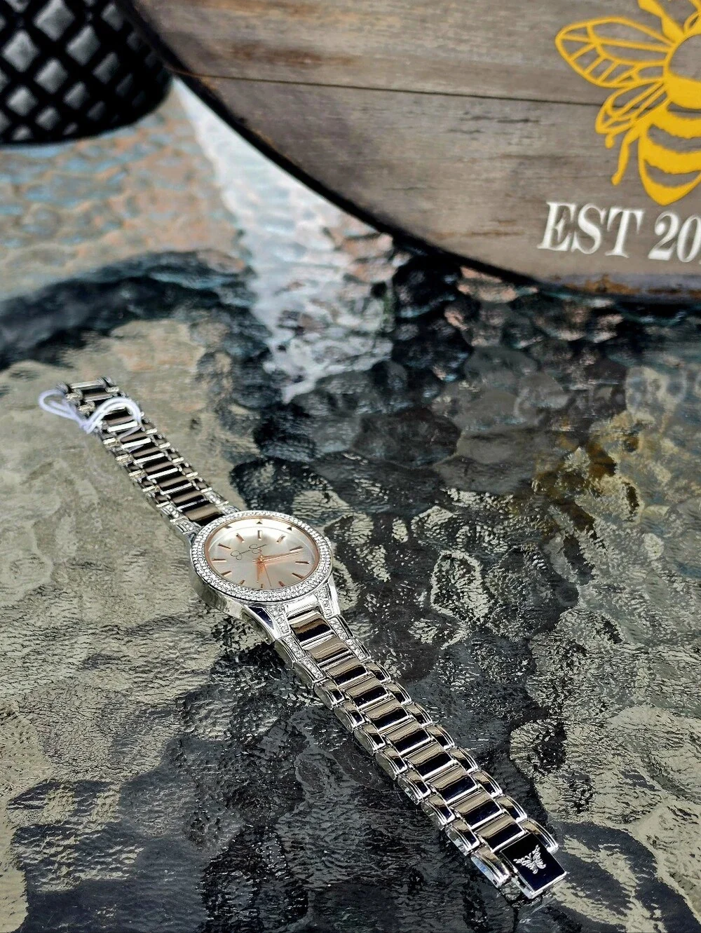 Jessica Simpson Silver Tone Crystal Watch